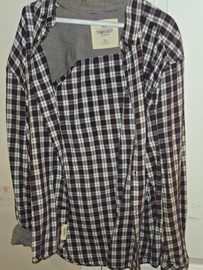 Men’s Plaid Button-Down Shirt - Black & White By Southern California Timeout Los